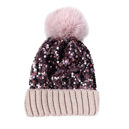 Pom-Pom Sequin Beanies