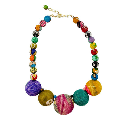 Kantha Halved Bead Necklace