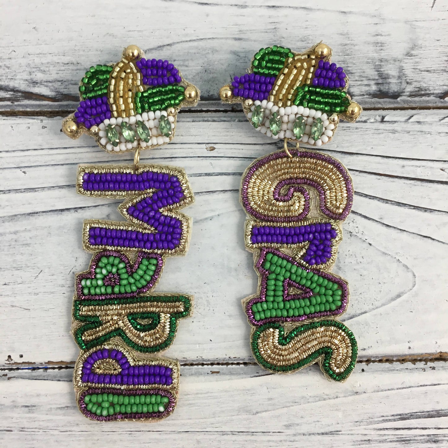 “Mardi Gras” Crown Earrings