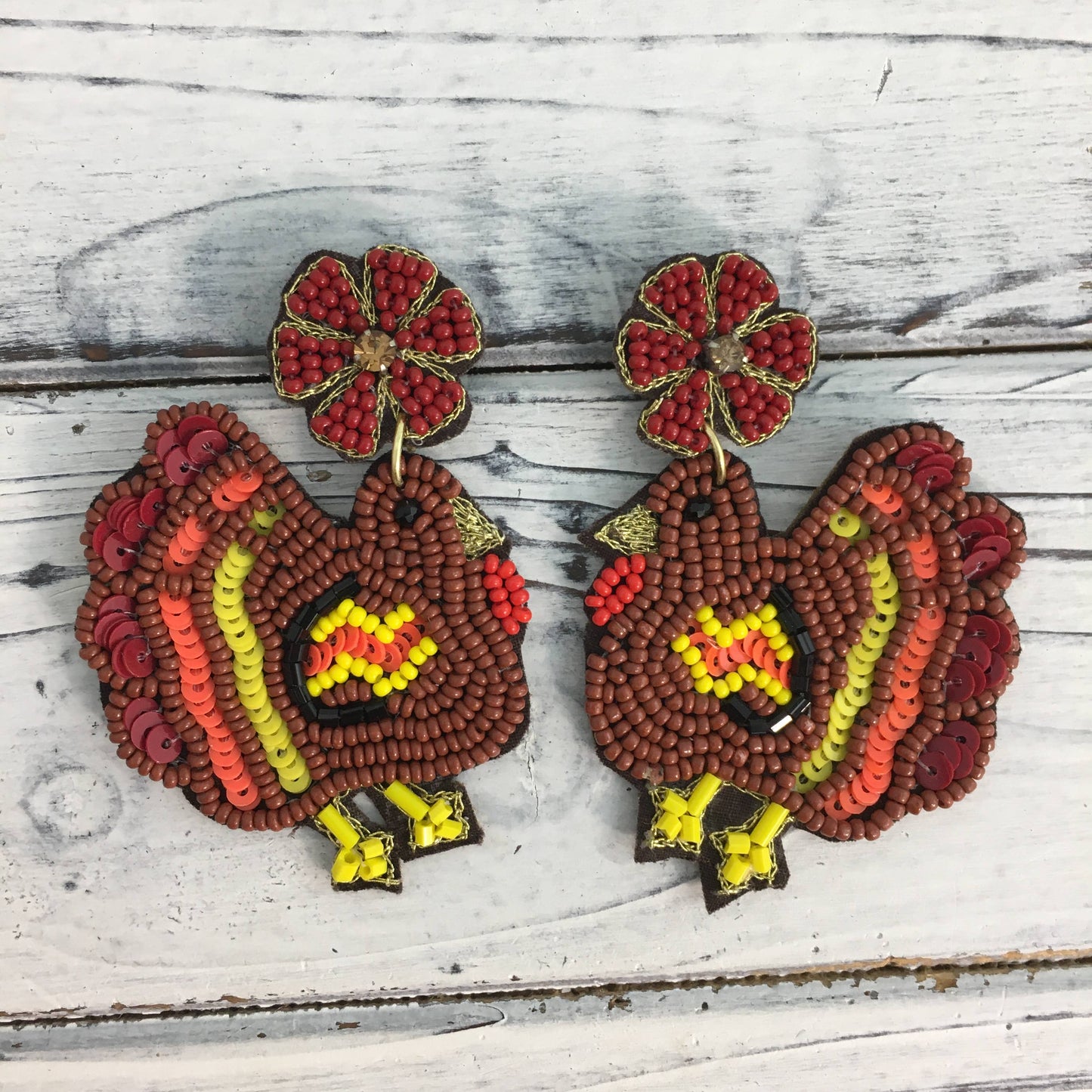 Beaded Turkey Earrings 