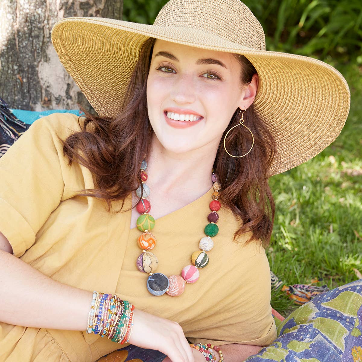 Kantha Graduated Bead Statement Necklace