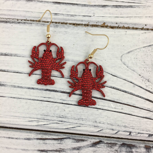 Rhinestone Crawfish Earrings