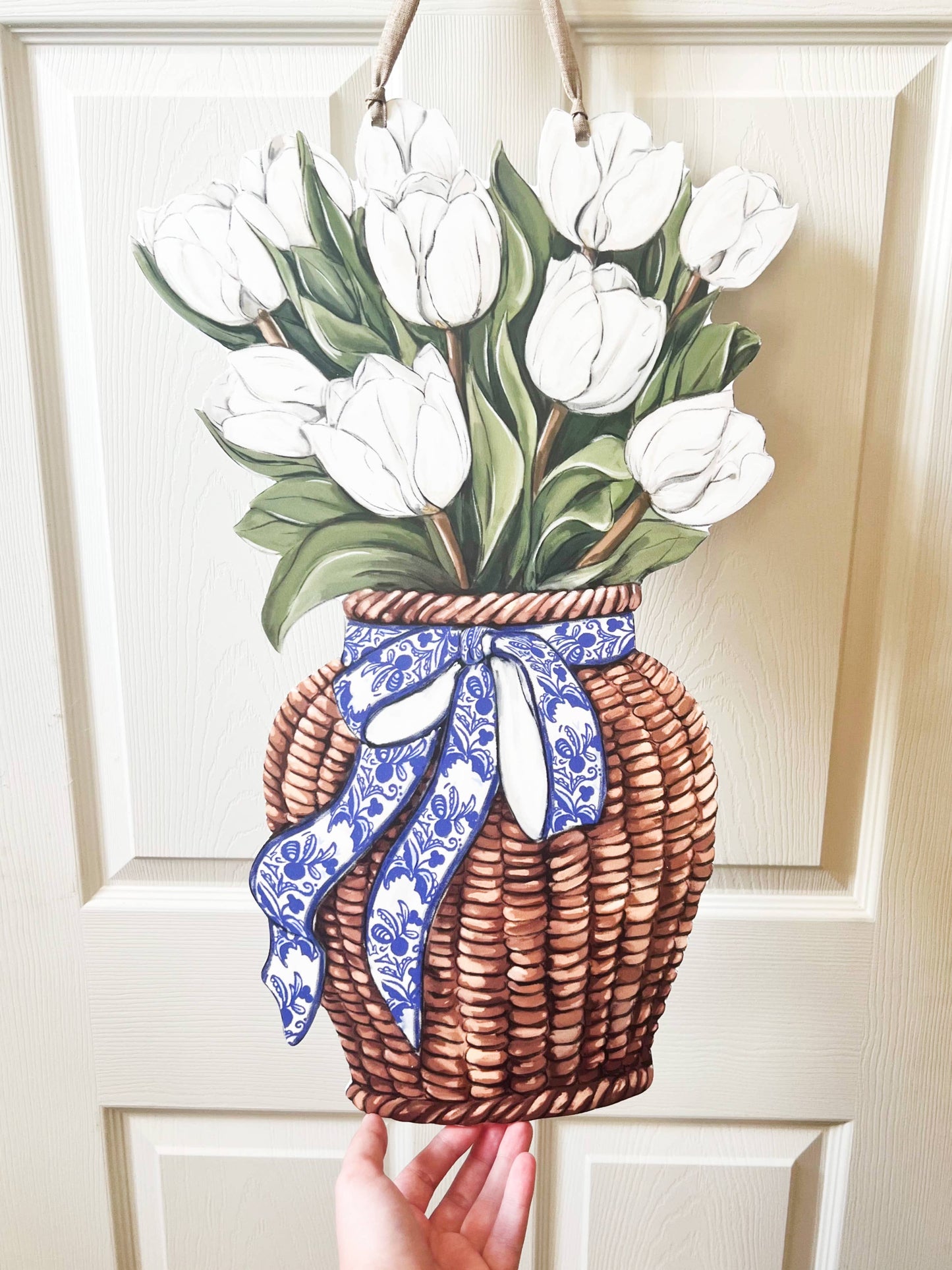 Floral Spring Tulip Basket Door Hanger