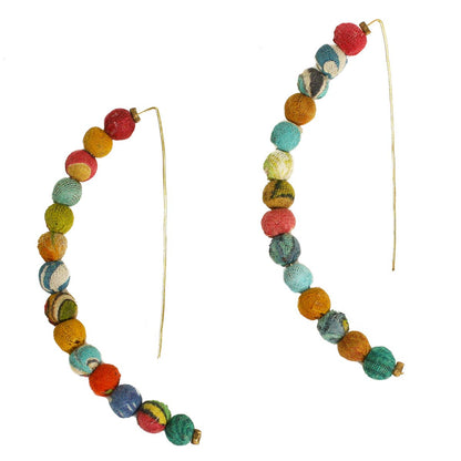 Kantha Linear Arc Earrings