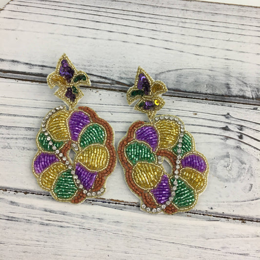 King Cake Rhinestone Earrings