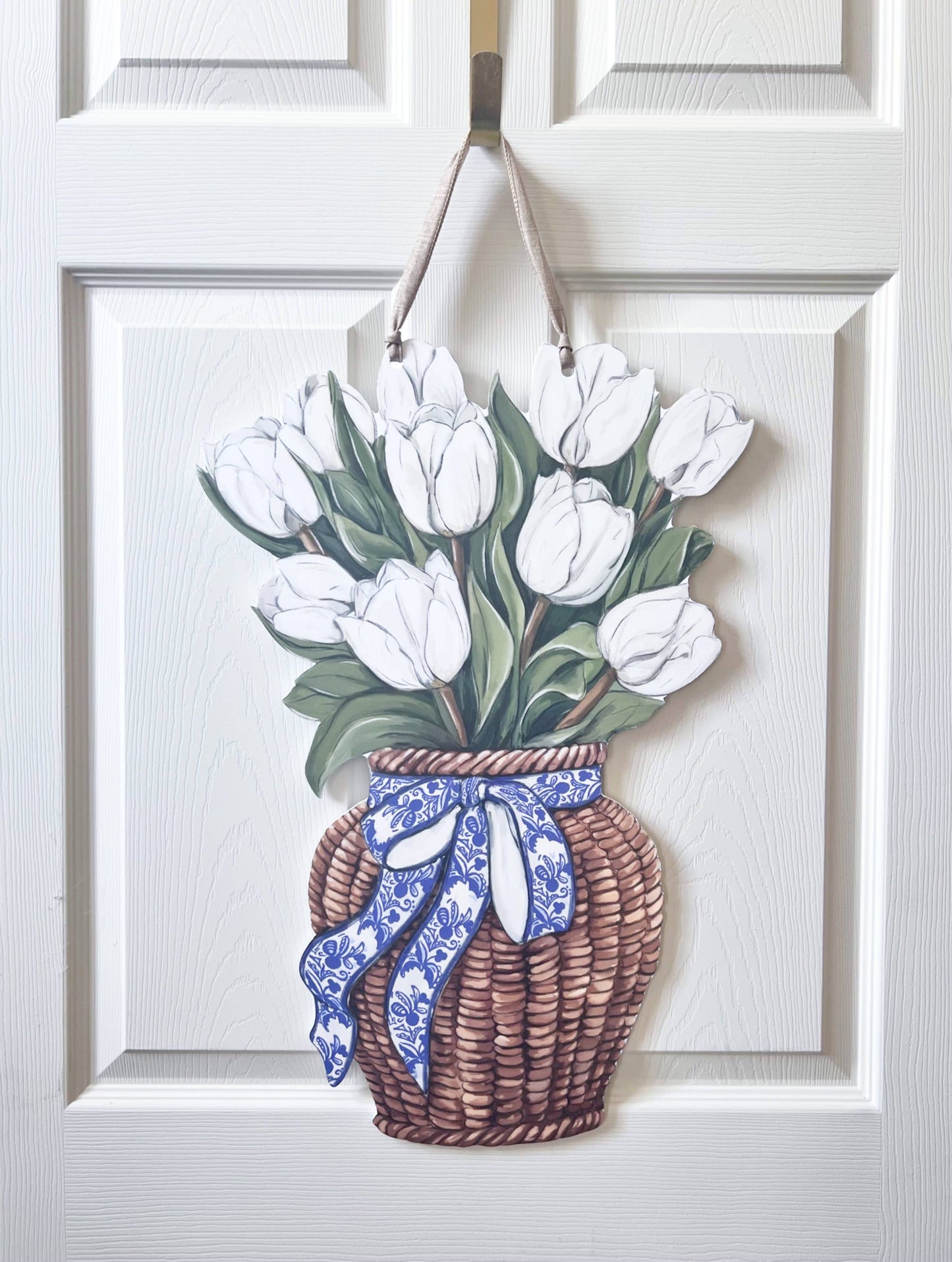 Floral Spring Tulip Basket Door Hanger