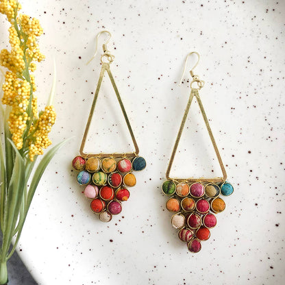 Kantha Reflective Chandelier Earrings