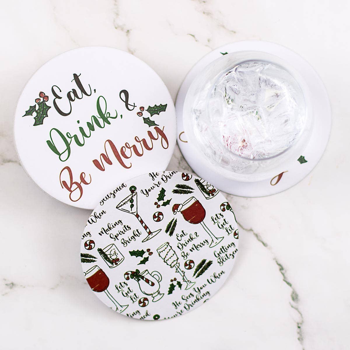 Be Merry Reversible Paper Coasters