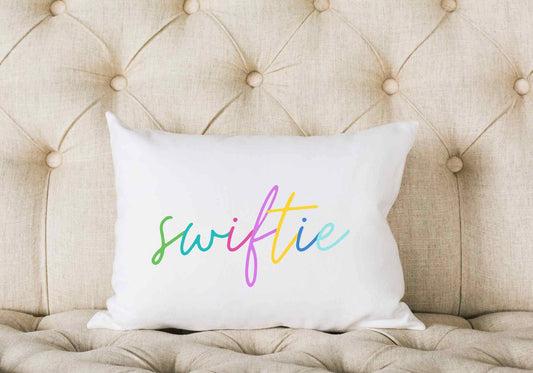 Swiftie colorblock script pillow