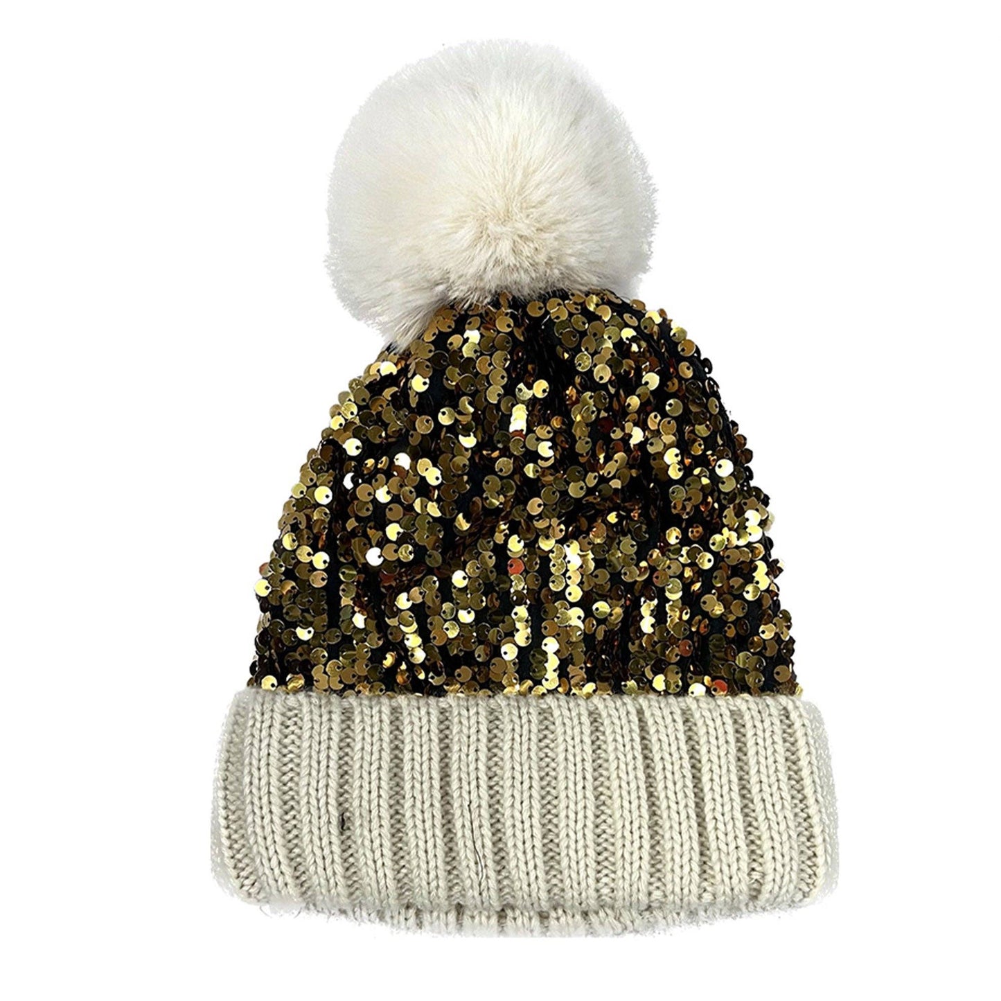 Pom-Pom Sequin Beanies