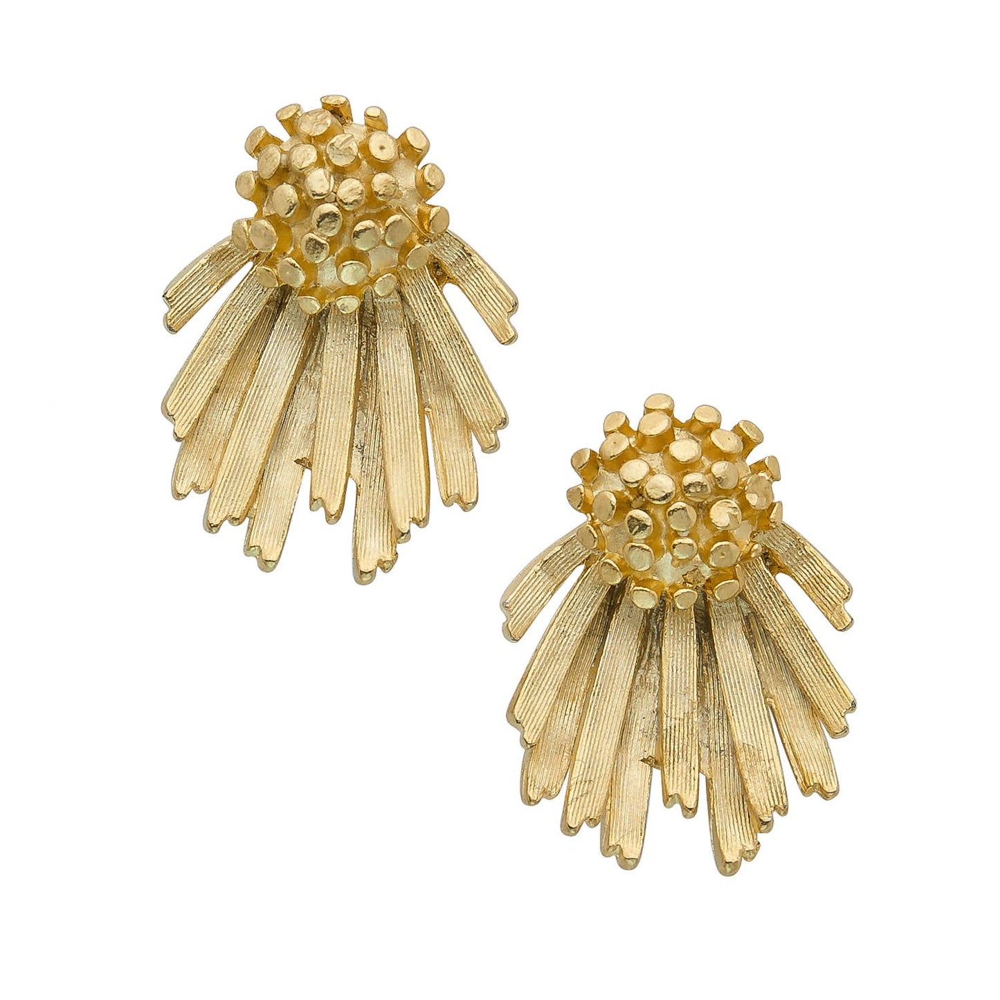 Gold Cluster Fan Stud Earrings