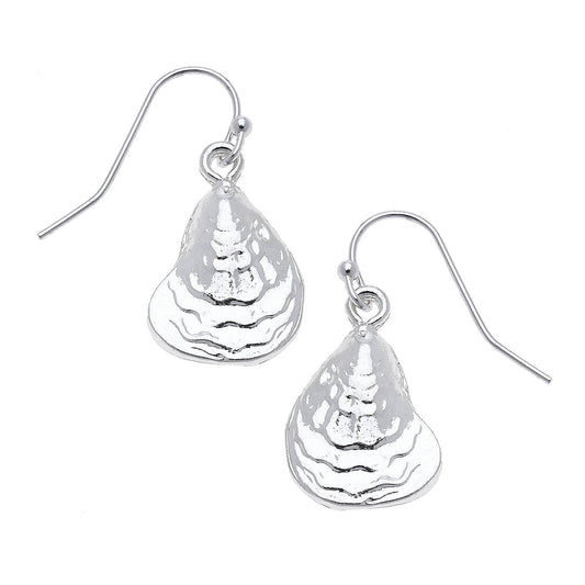 Silver Oyster Earrings