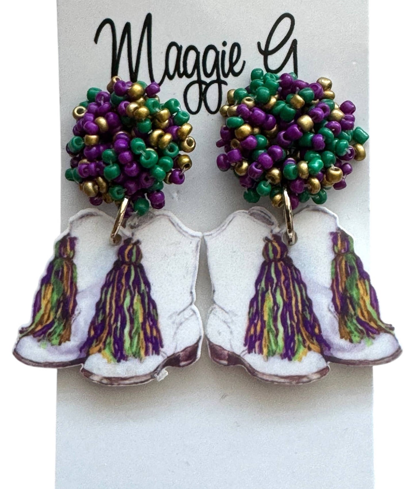 Mardi Gras Marching Boots Earrings