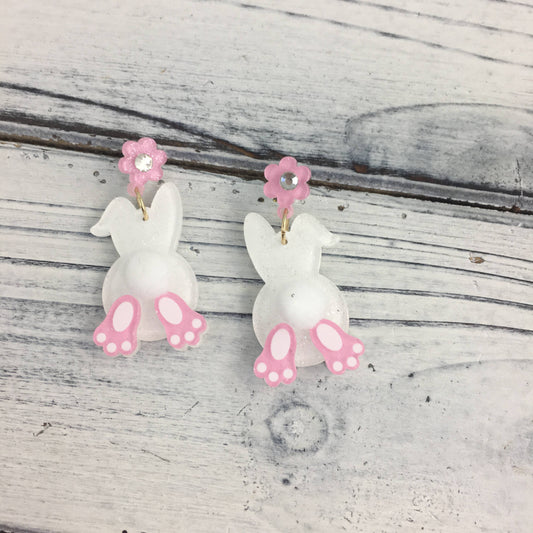 Glitter Easter Bunny Tail Earrings