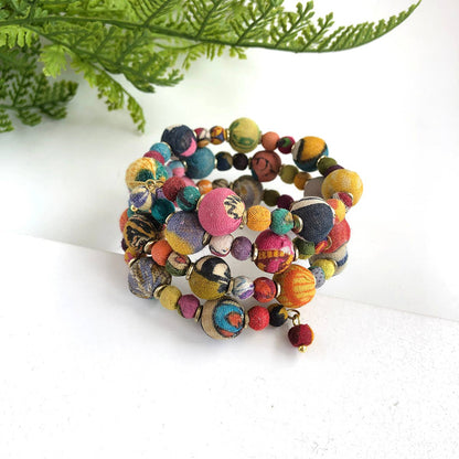 Winding Kantha Bauble Bracelet