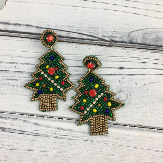 Beaded Tree Earrings