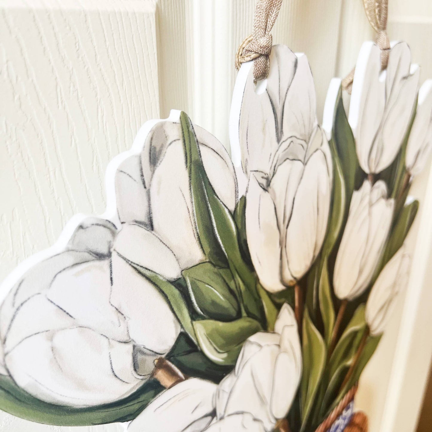 Floral Spring Tulip Basket Door Hanger