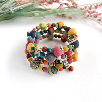 Winding Kantha Bauble Bracelet